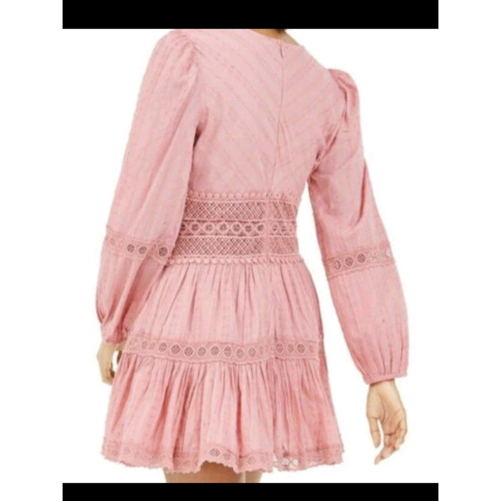 Free People Heartbeats Mini Dress Pink Crochet Lace Boho OB1084337 Womens 6 - Picture 2 of 8